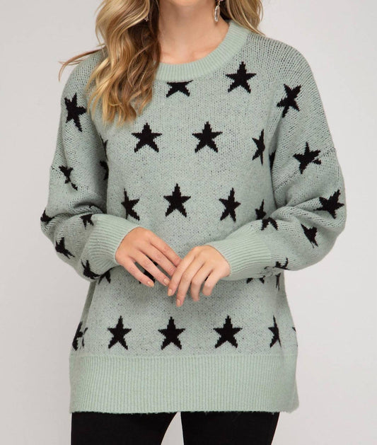 Star Print Slate Tunic Sweater