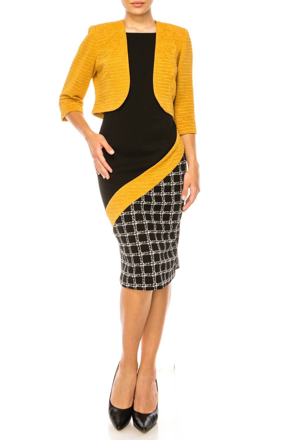 Maya Brooke - Angled Contrast Print Jacket Dress