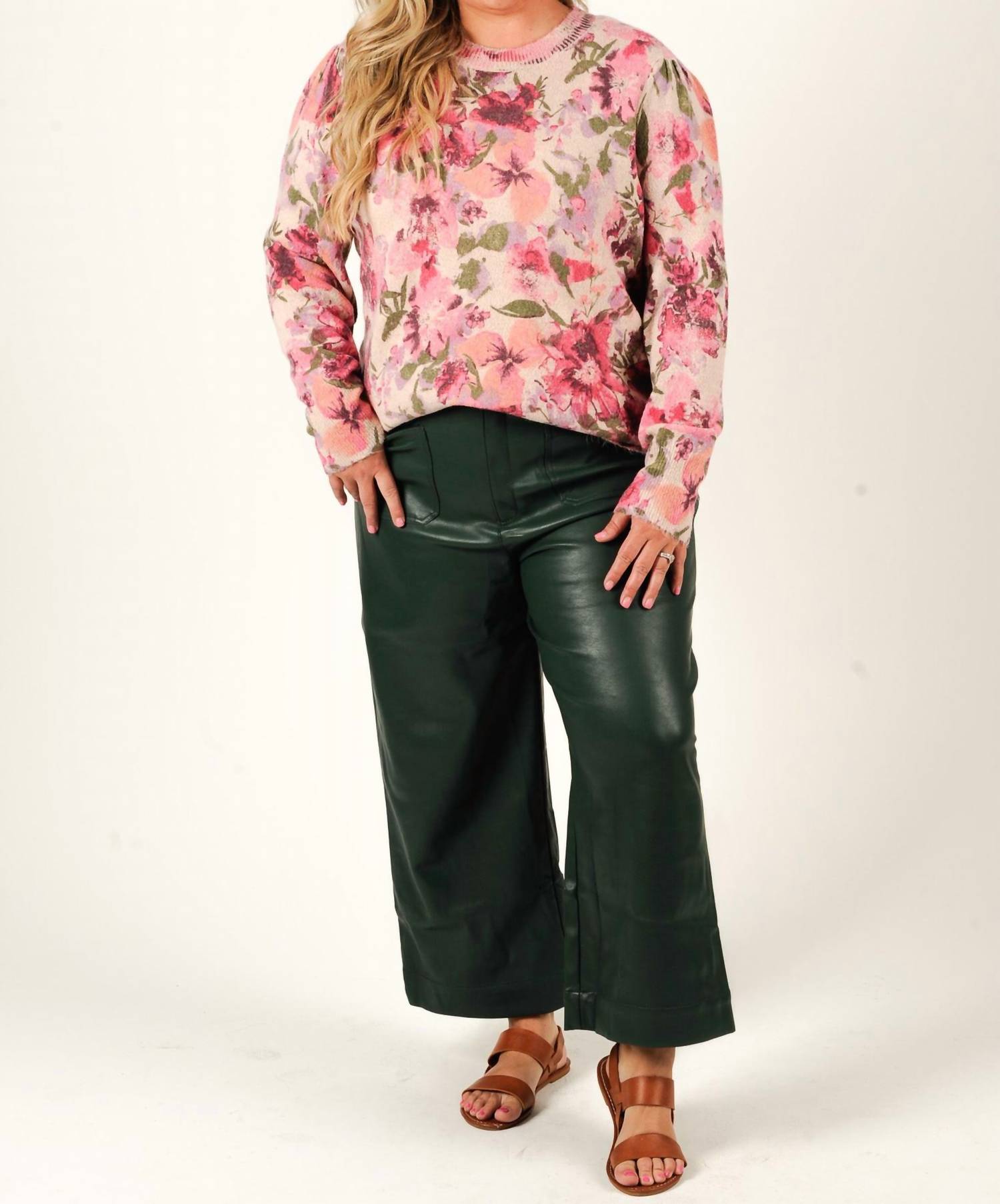 SKIES ARE BLUE Bloom and Blush Sweater in pink floral - women's sweater