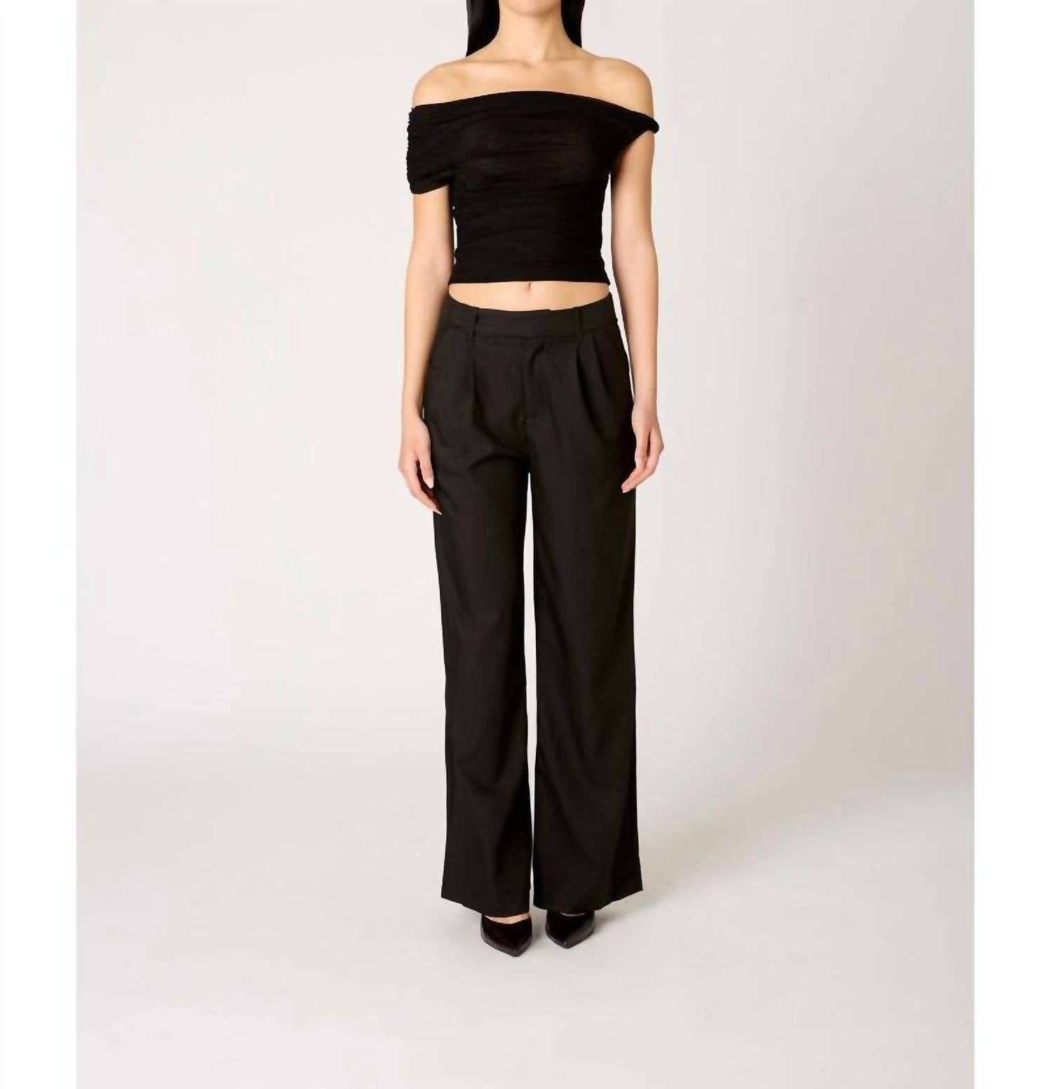 NIA Zephrya One-shoulder Neckline Top in black - women's shirt