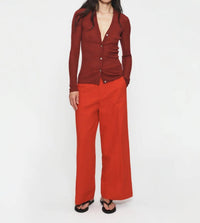 6397 Skinny Rib V Cardigan in wine - women's cardigan - view 5