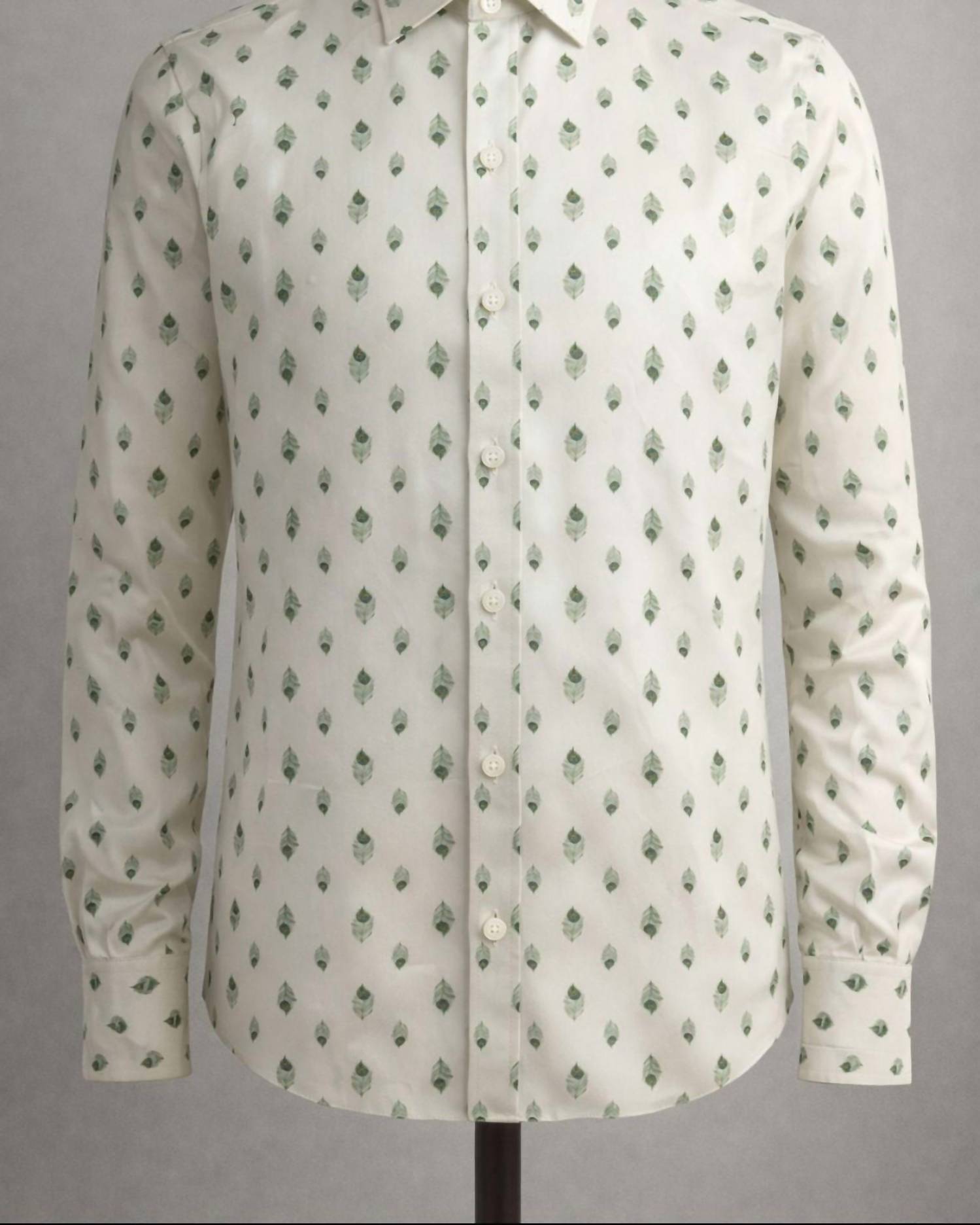 Amiri Men's Peacock Long Sleeve Shirt in ivory green - men's long sleeve top