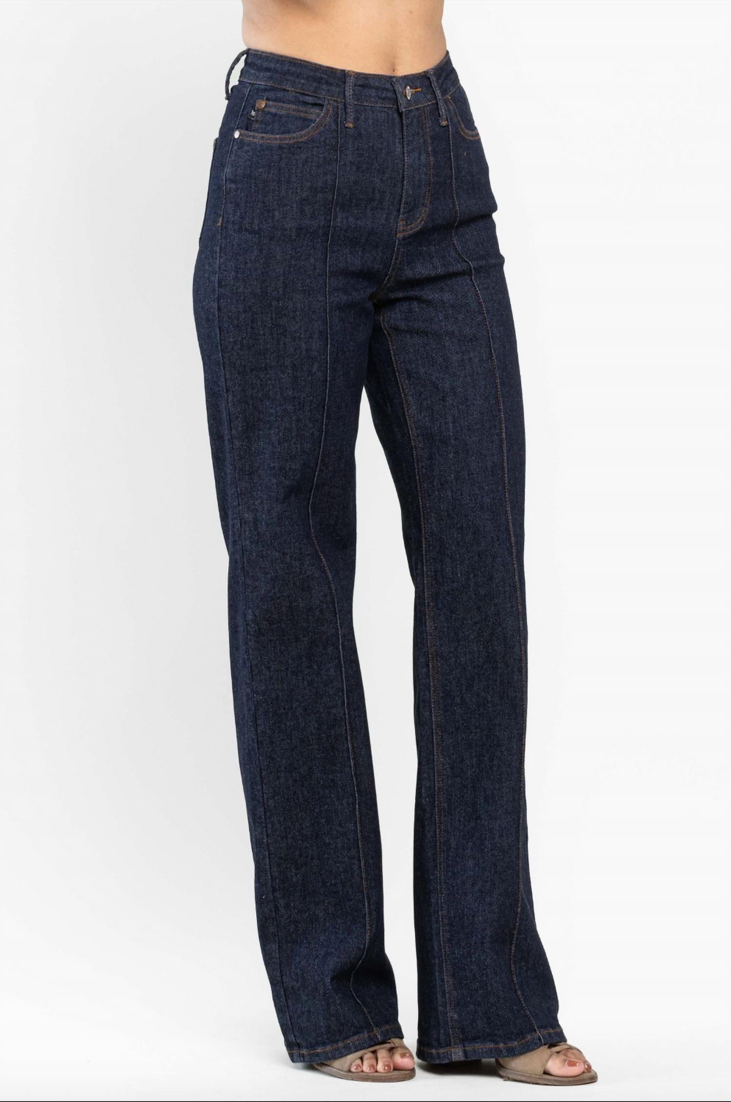 Judy Blue - Dart Seam Wide Leg Denim Jeans
