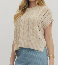 Entro - Alice Cable Knit Short Sleeve Sweater