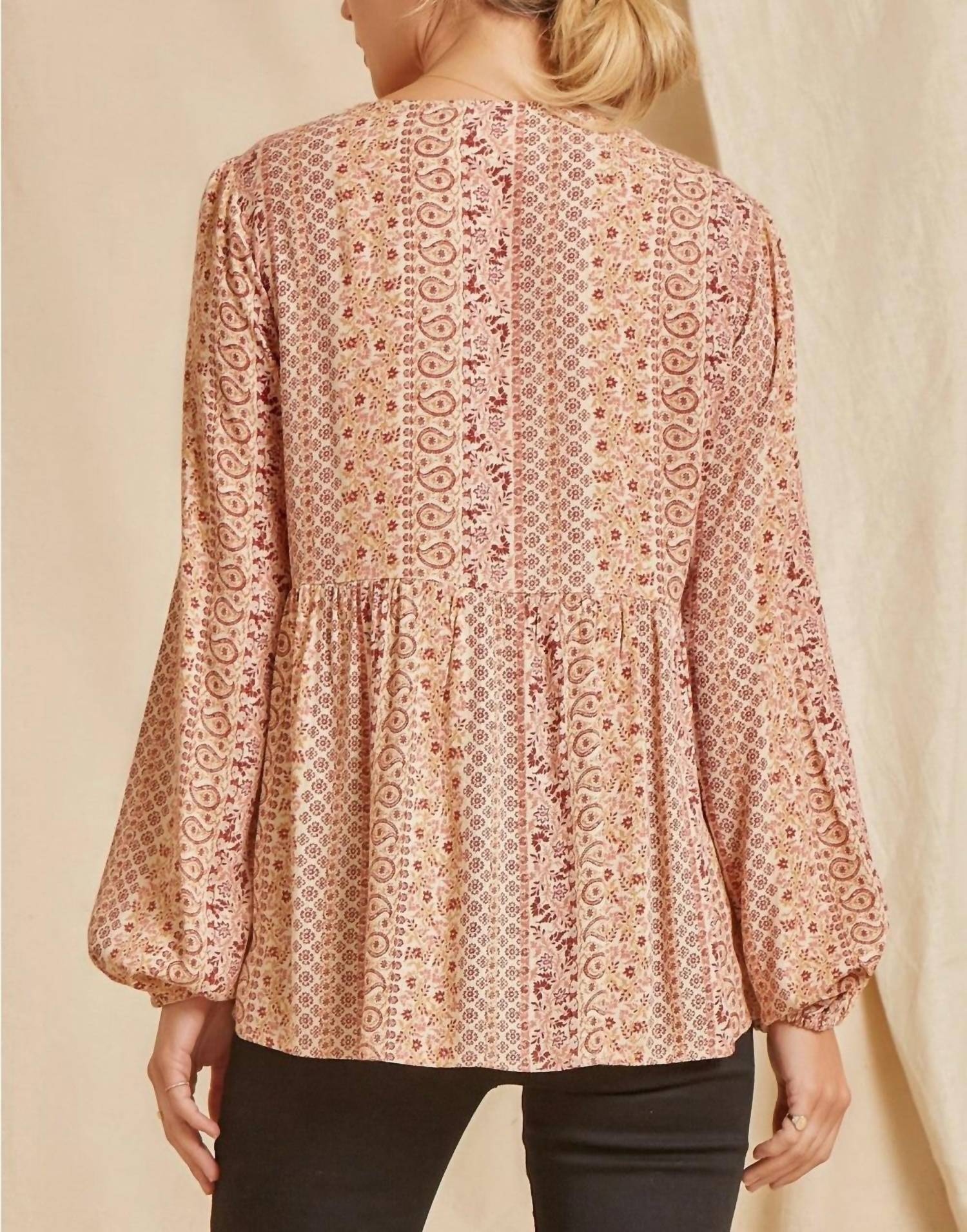 Andree By Unit - Shimmery Floral Paisley Embroidered Top