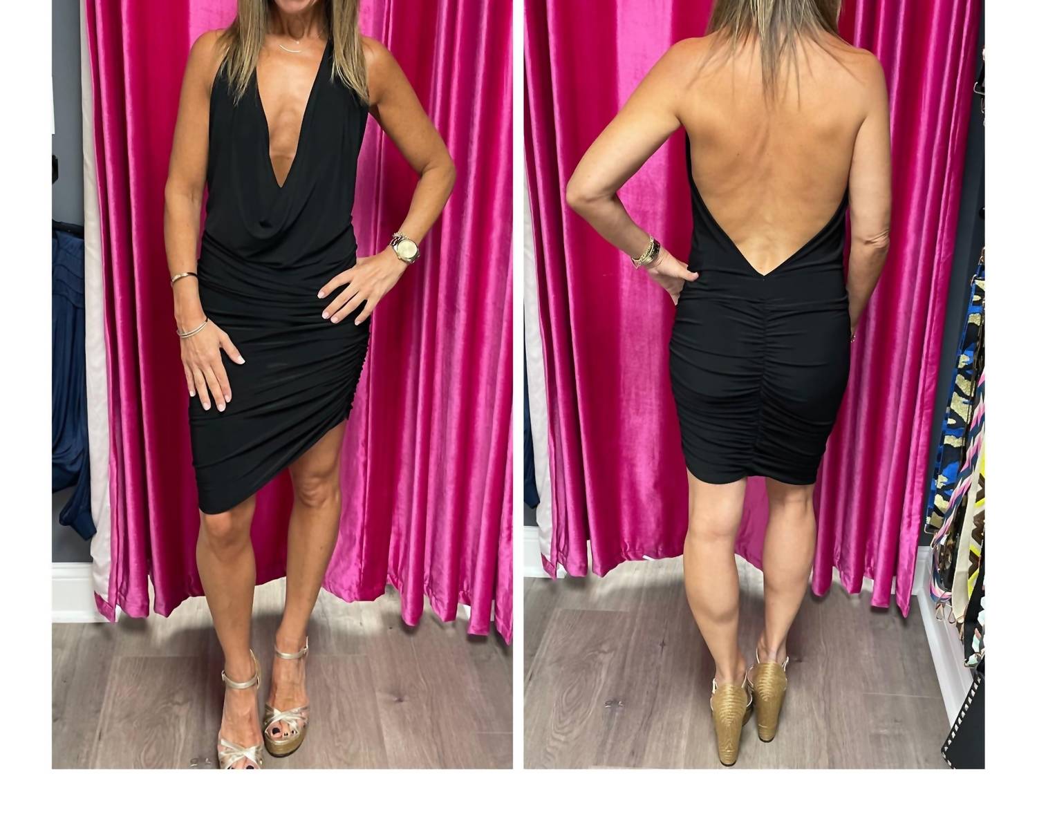 Drop the Mic Draped Halter Dress