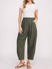 Jade By Jane - High Waisted Pleated Baggy Ankle Length Trousers