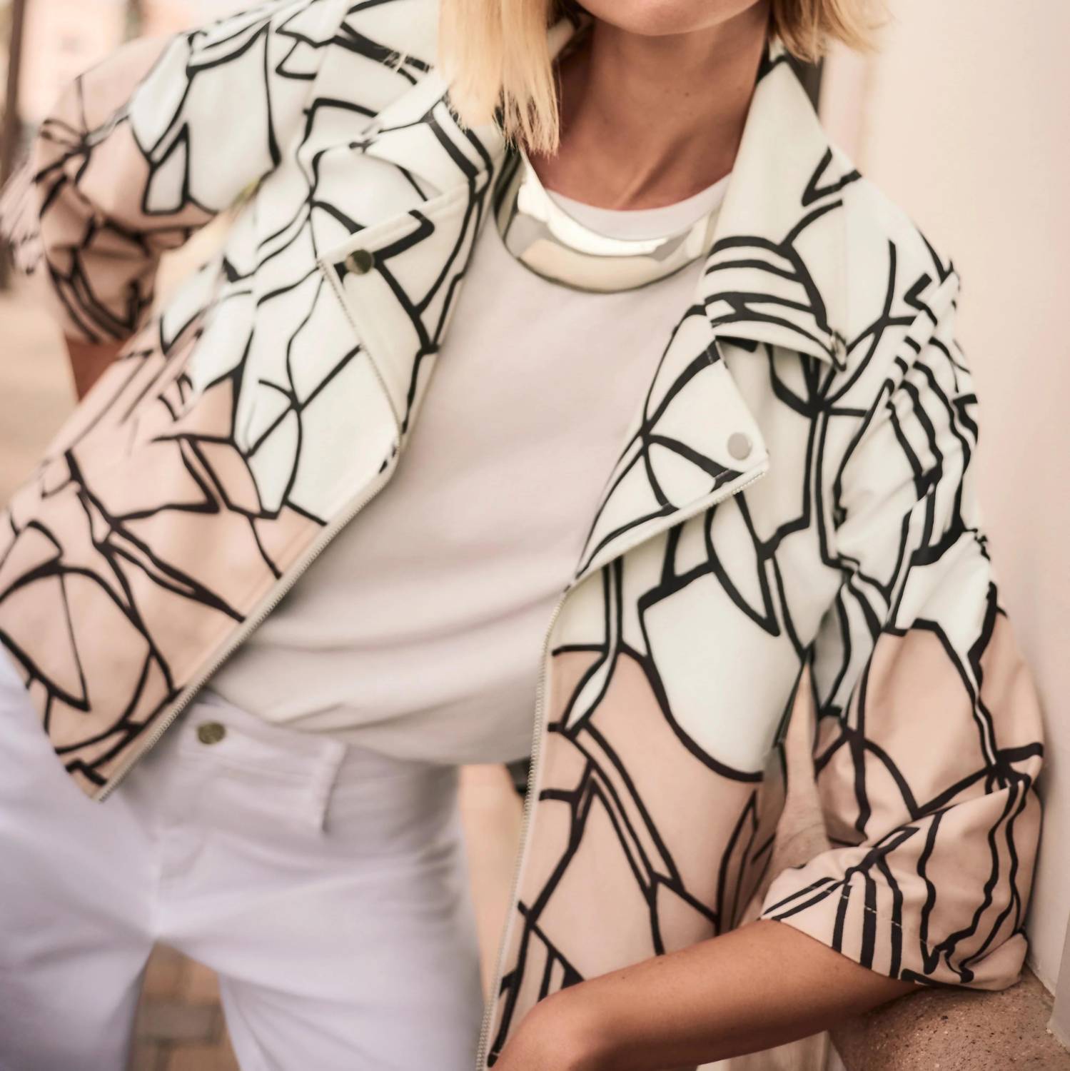 Joseph Ribkoff - Abstract Faux Suede Swing Jacket