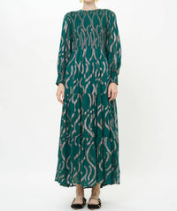 Oliphant Smocked Top Maxi Dress Borealis in jade - women's dress