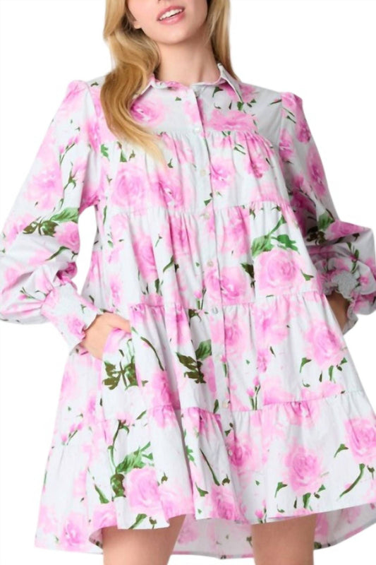 Peach Love - From the Start Floral Shirt Dress