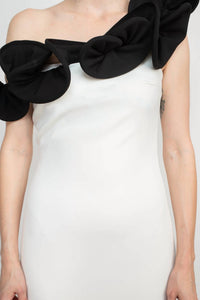 Alberto Makali - One Shoulder Floral Shoulder Scuba Gown