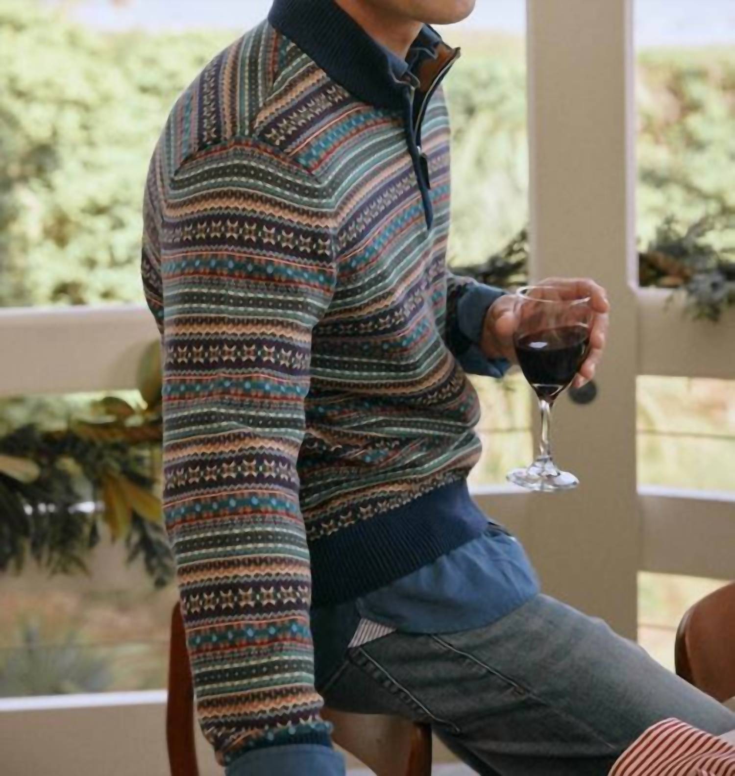Southern Tide - Fair Isle Heather Quarter Zip Sweater