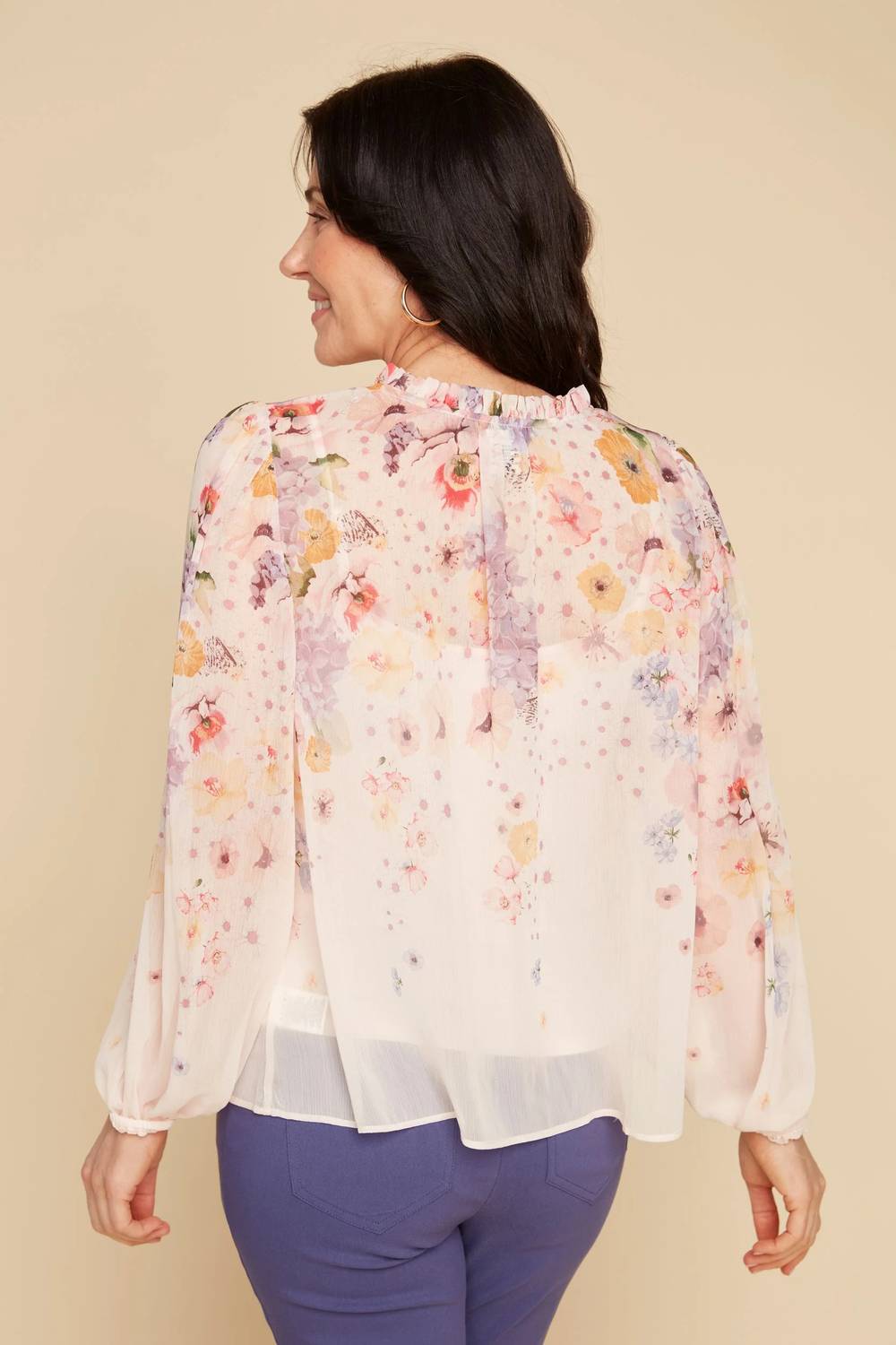 Renuar - Sheer Blouse And Tank Two-piece Set