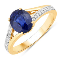 Diana M Jewels Women's Oval Natural Sapphire Fashion Ring (2.44 Ct) - Classic Plus in 18k yellow gold - women's jewelry