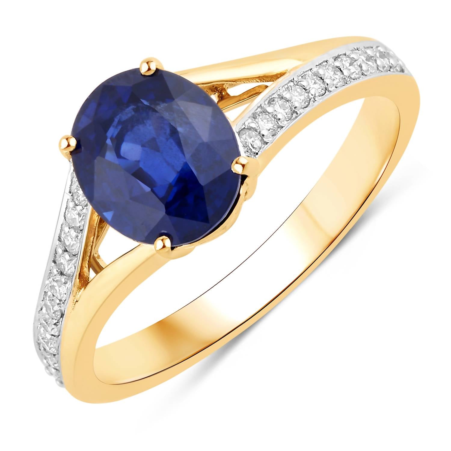 Diana M Jewels Women's Oval Natural Sapphire Fashion Ring (2.44 Ct) - Classic Plus in 18k yellow gold - women's jewelry