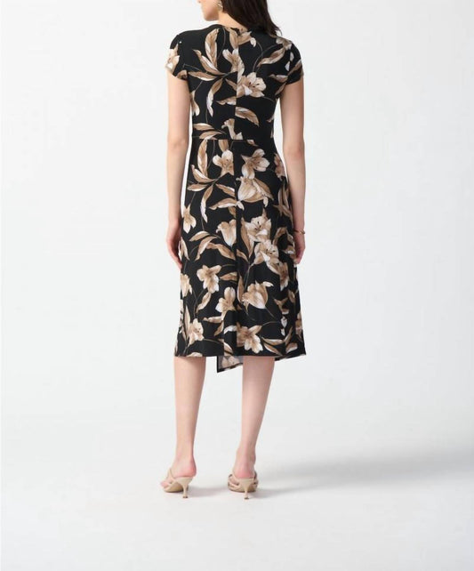 Joseph Ribkoff - Faux Wrap Midi A-line Dress