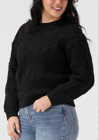 The Normal Brand Elodie Novelty Crew Sweater in black - women's sweater - detail view