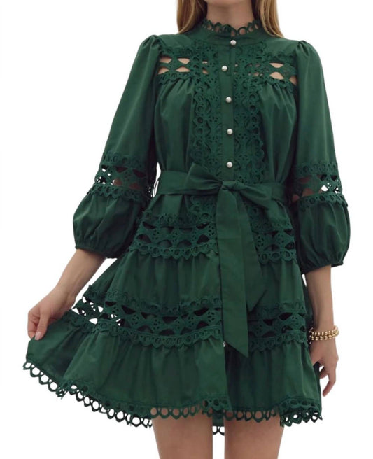 Entro - Evergreen Lace Mini Dress