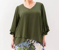 Karen Kane - Layered Sleeve Asymmetric Top - Plus Size