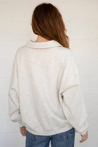 Things Between Vivi Cotton Collared Sweatshirt in grey - women's top - detail view