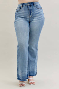 Judy Blue High Waist Tummy Control Release Hem Flare Stretchy Jeans - Plus in denim - women's pants - view 9