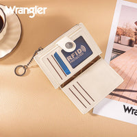 Wrangler Floral Embossed Bi-fold Wallet with Key Ring in beige - women's bag - detail view