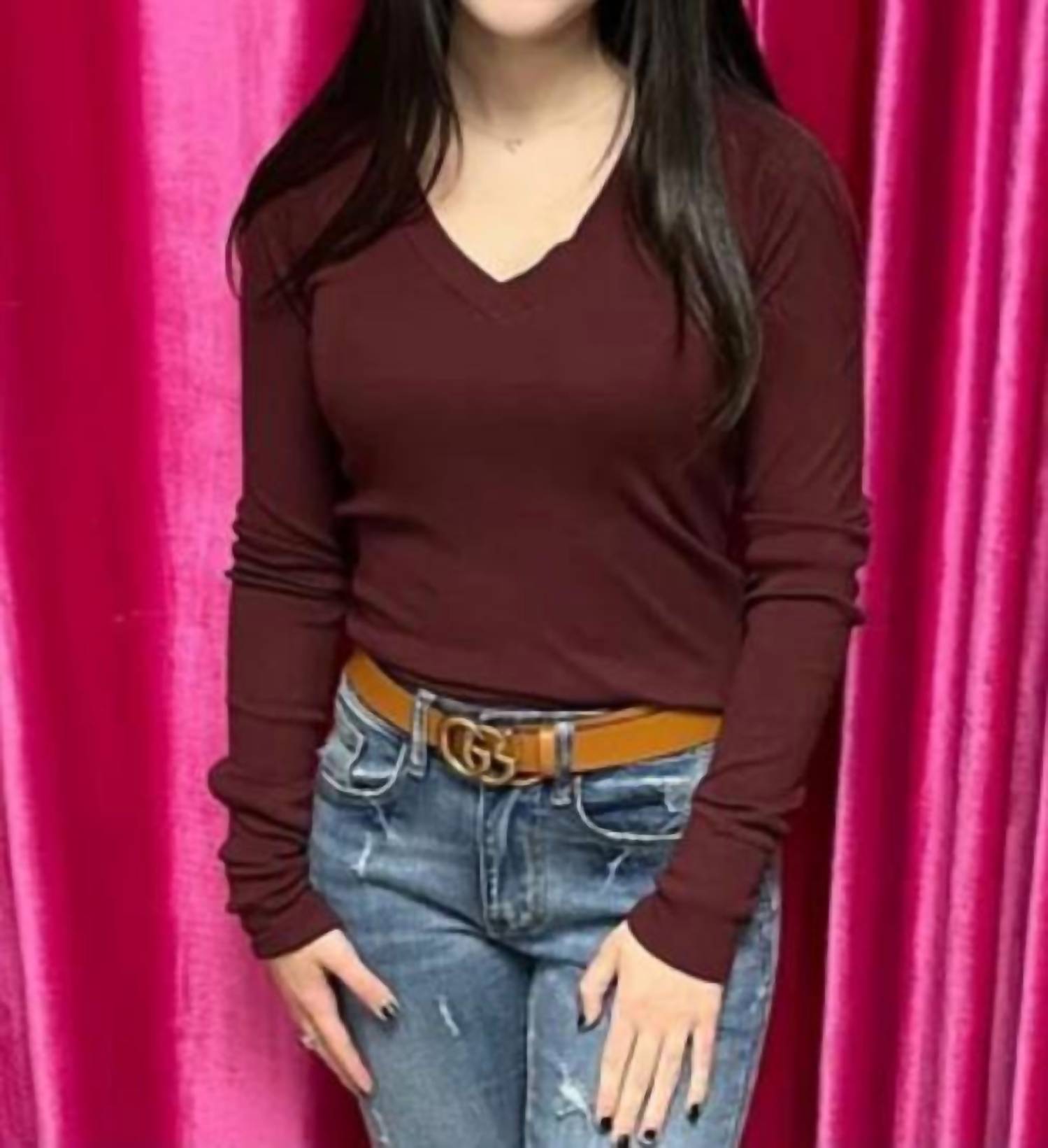 Crown Jewel - Long Sleeve Raglan V Neck Top