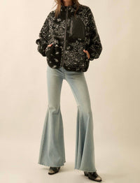 PROMESA Chasing Dreams Paisley-print Fleece Zip-up Jacket in black - women's jacket - view 6