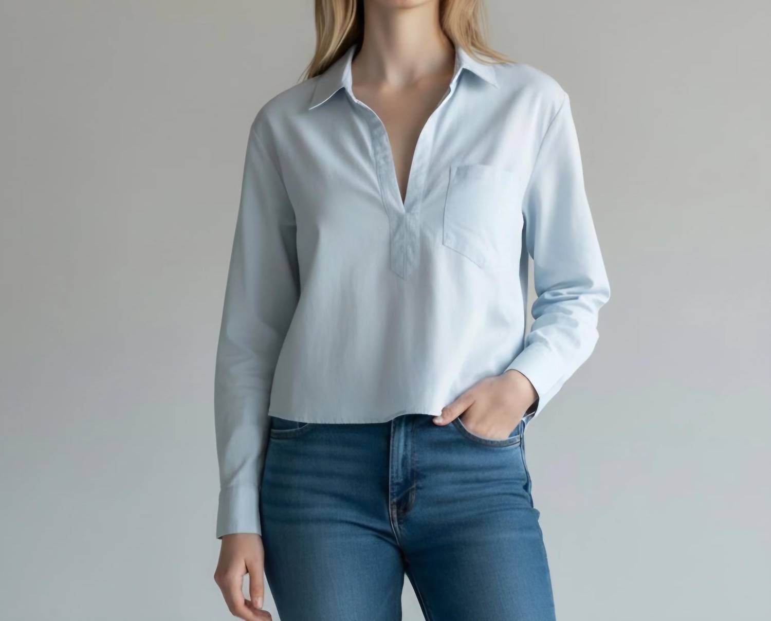 Elan - V-neck Collared Top