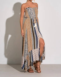 Elan - Strapless Maxi Dress With Front Slit