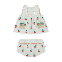 Stella Mccartney - Girl's Top And Bloomers With Cherries Embroidery Set