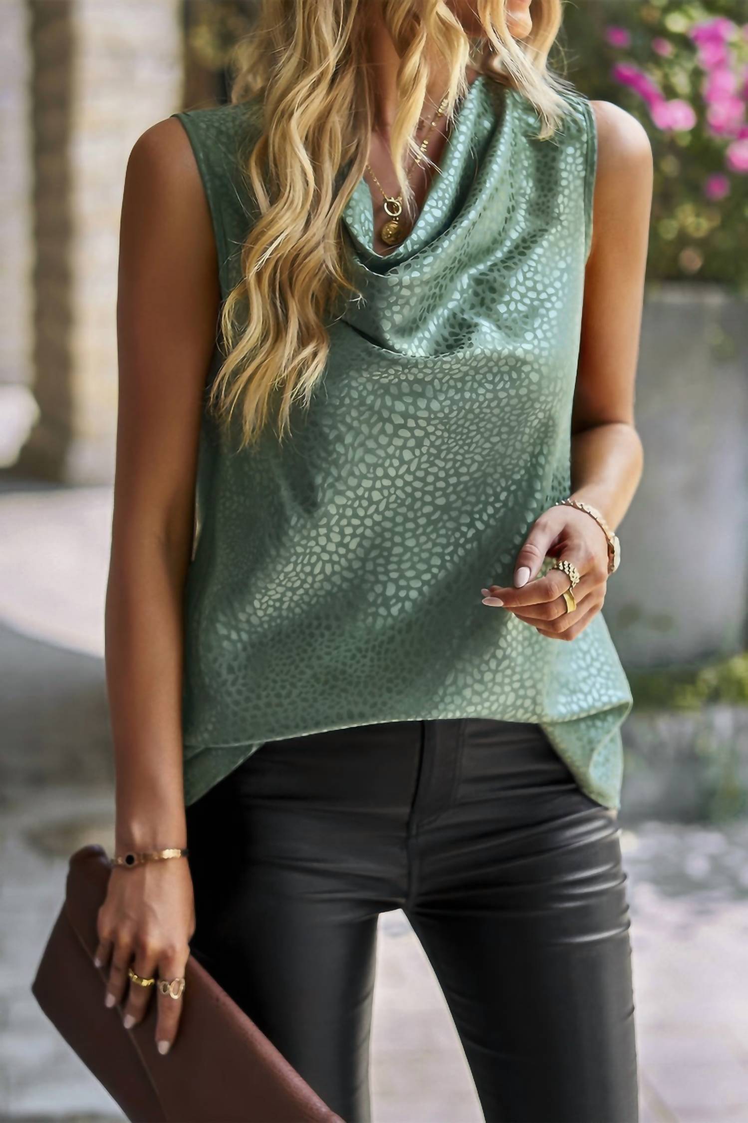 Supreme - Dotted Leopard Cowl Neck Blouse