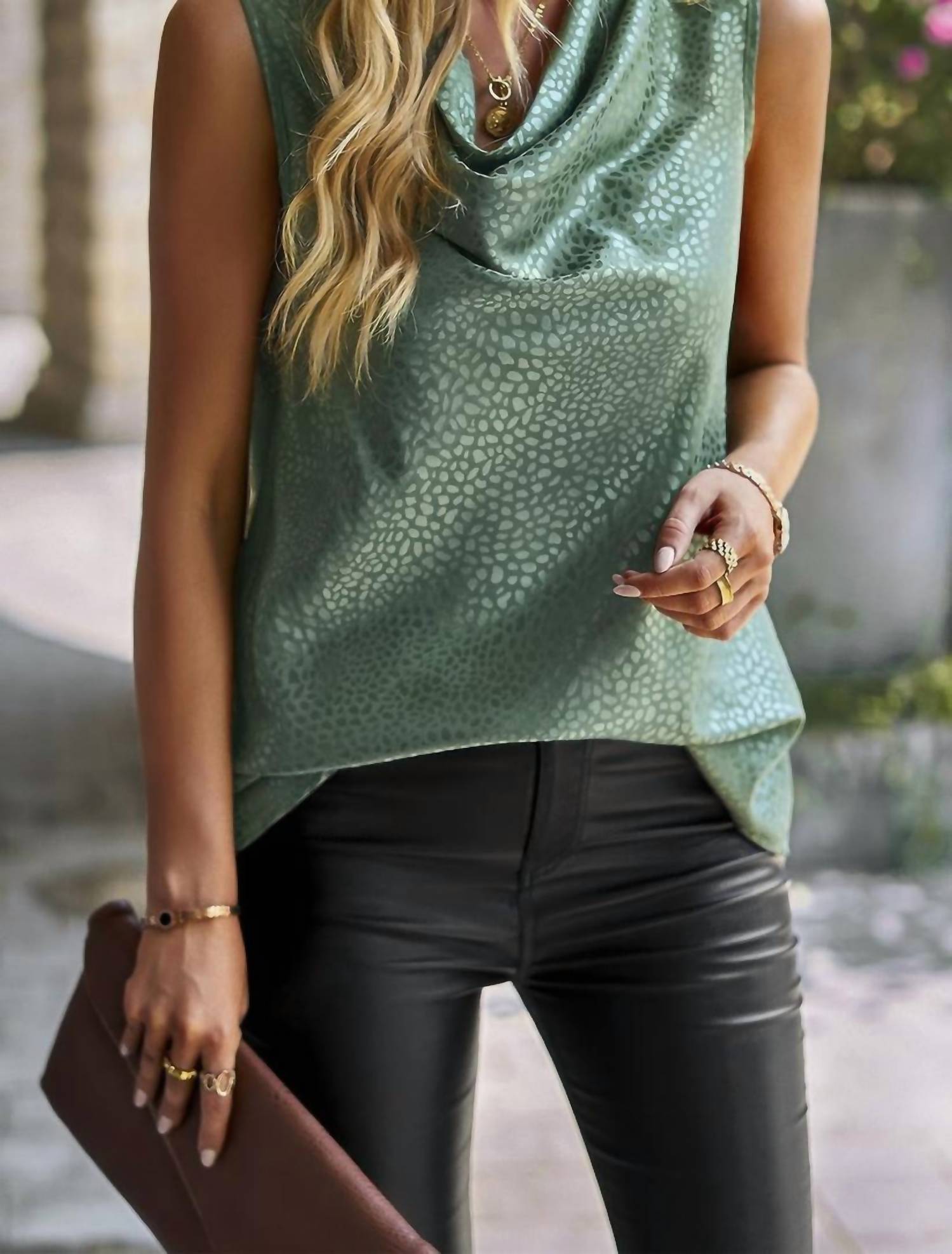Supreme - Dotted Leopard Cowl Neck Blouse