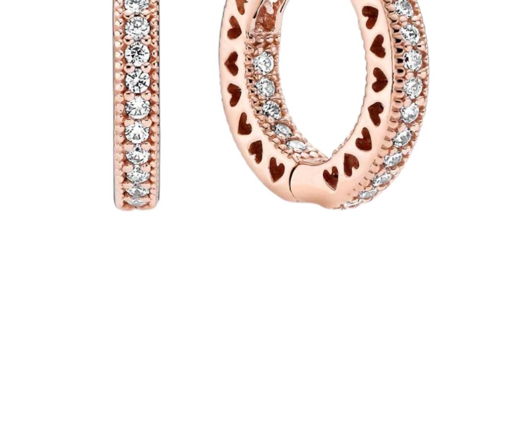 Pandora - Pave Heart Hoop Earrings