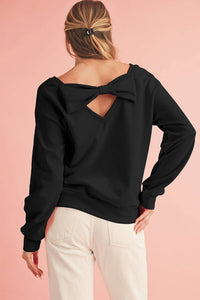 Shewin - Bowknot Round Neck Sweatshirt