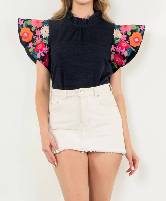 Thml - Embroidered Flutter Sleeve Top