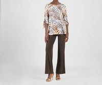 Clara Sun Woo Butter Knit Pull Tie Cuff Tunic Top in cheetah stripe - women's shirt