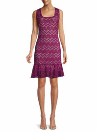 Kevan Hall - Square Neck Chevron Mini Dress