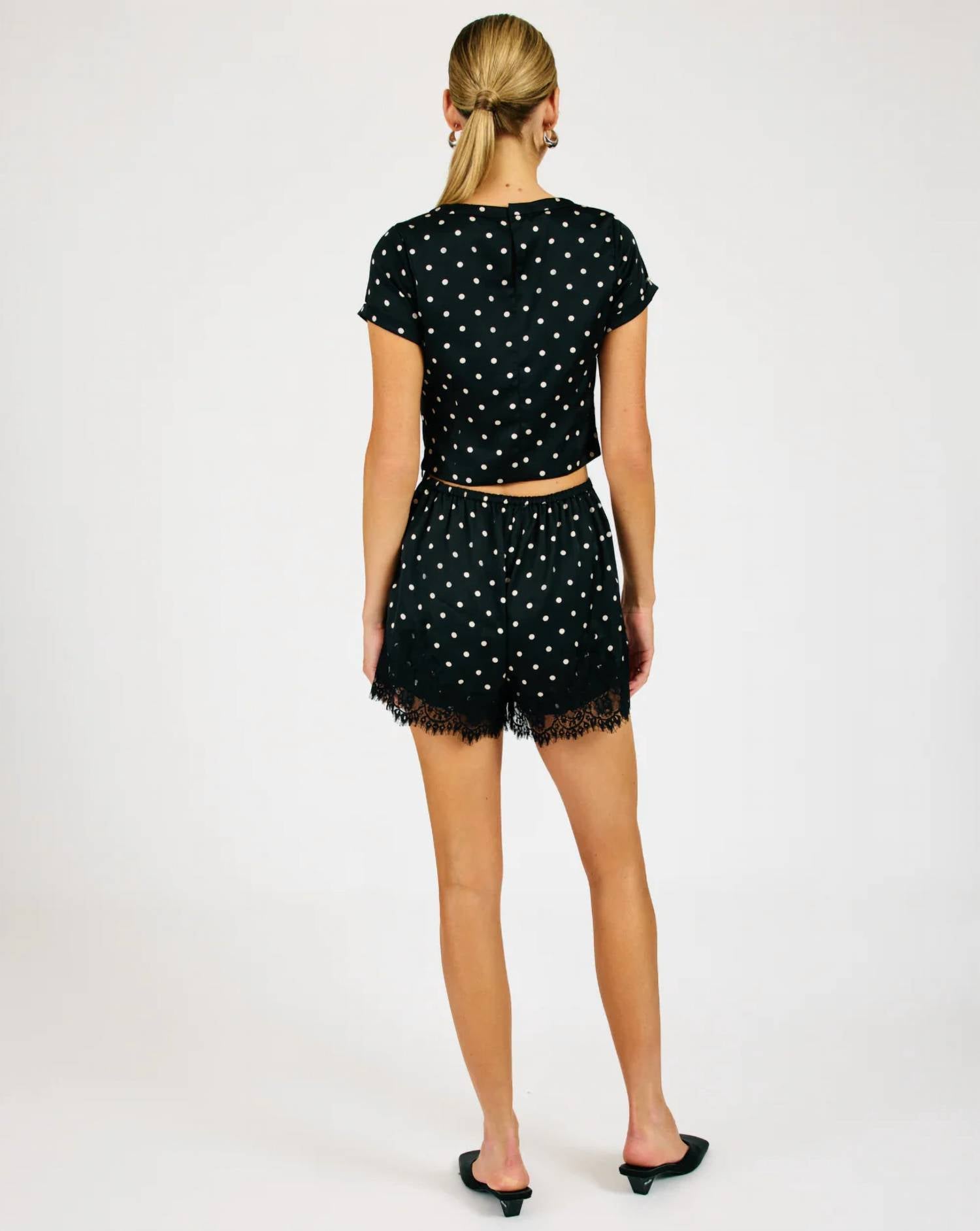 Line And Dot - Sophie Polka Dot Lace Trim Shorts