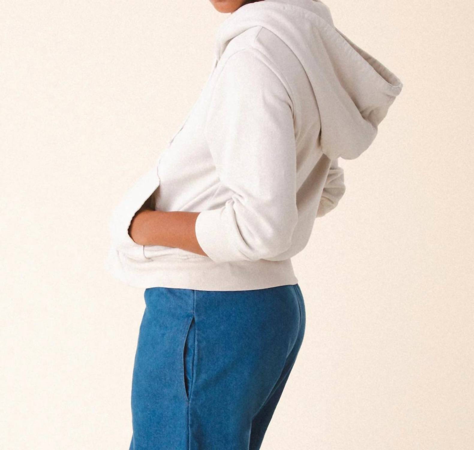 PRAIRIE UNDERGROUND Simple Life Hoodie in oyster organic - women's top - alternate view