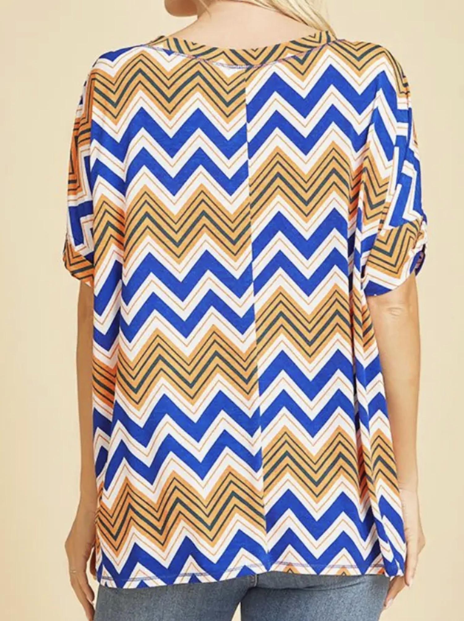 Sew In Love - Blue & Orange Crazy Love Top