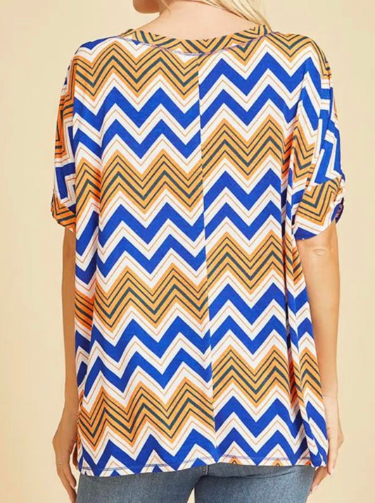 Sew In Love - Blue & Orange Crazy Love Top