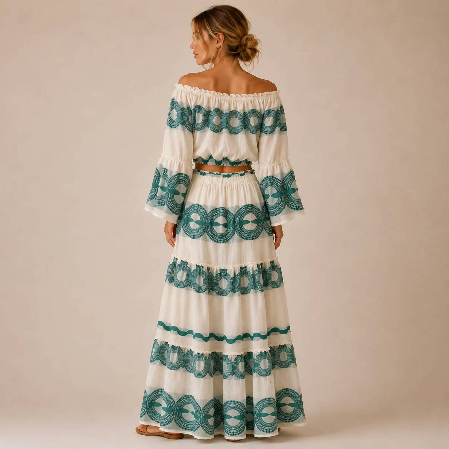 Mystery Resort - Corallia Top And Maxi Skirt Set