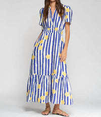 Vilagallo - Susie Lemon Striped Maxi Dress