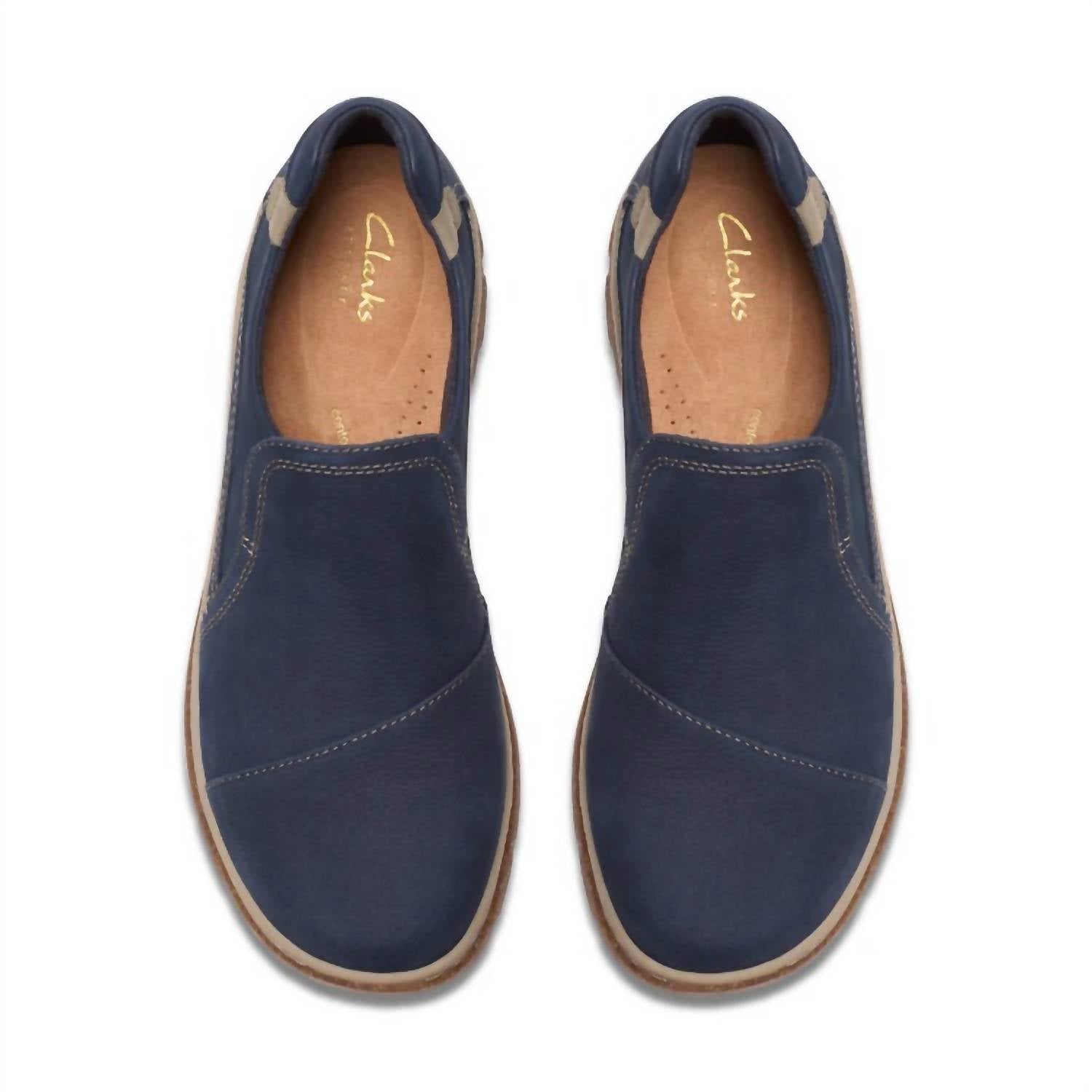 Clarks Women's Orlene Slip On Shoes in navy nubuck - women's flats - view 6