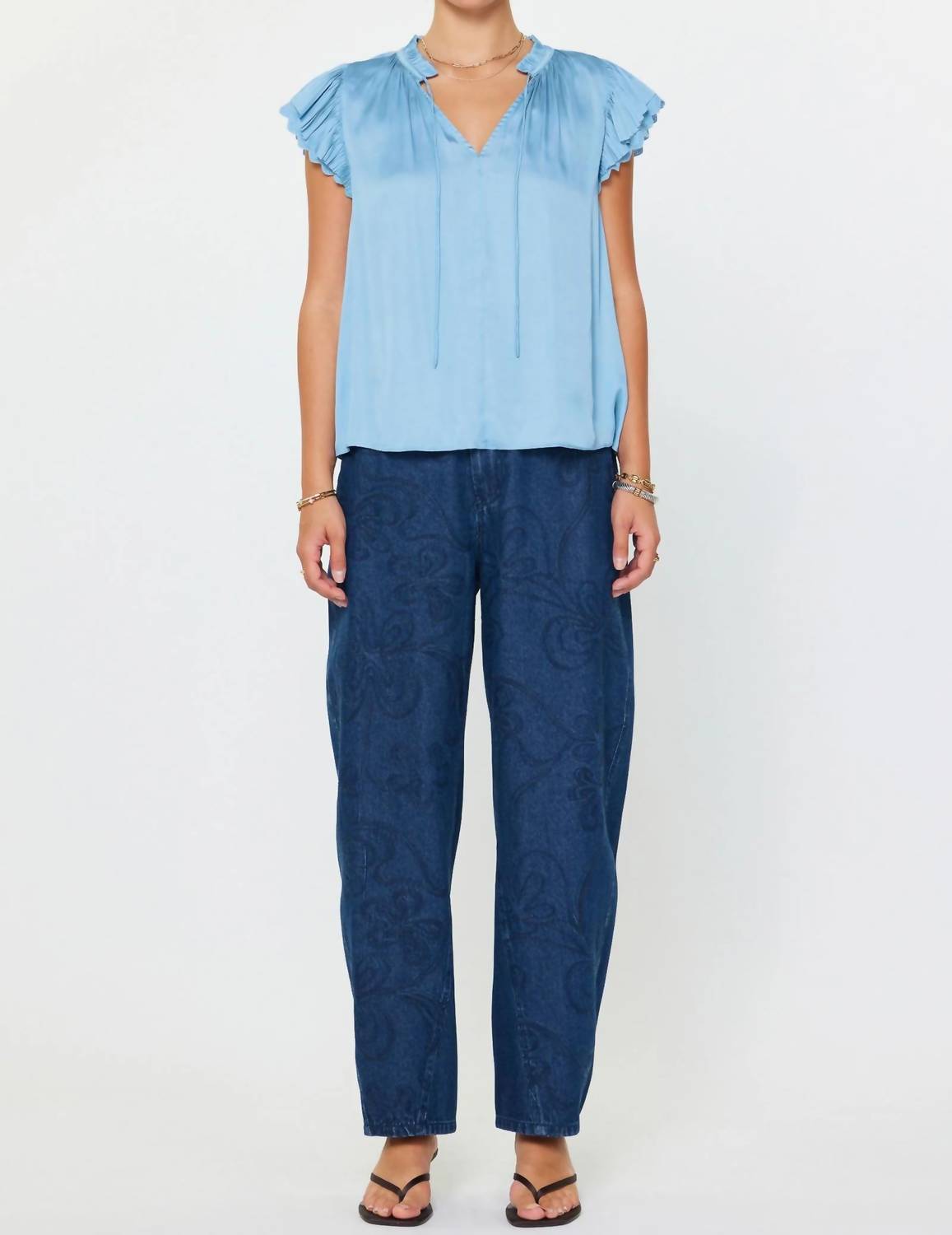 Current Air - Camilla Flutter Sleeve V-Neck Blouse