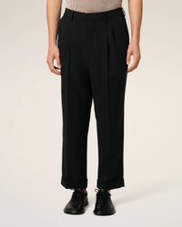 Ami Paris Wool Carrot Fit Trousers in black - men's pants - view 4