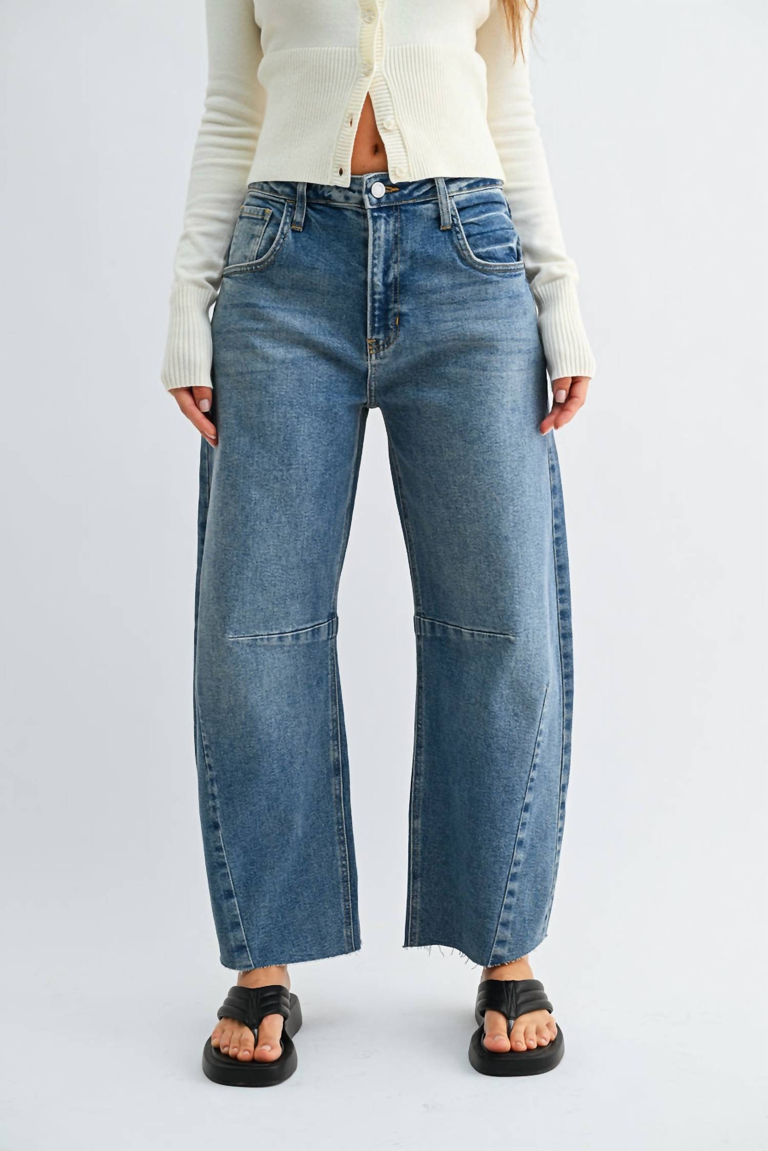 Just Black Denim - Barrel Jeans With Seams