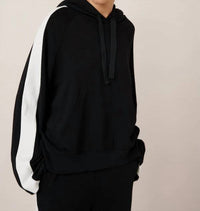 Kowtow Contrast Hoodie in black white - women's top - detail view