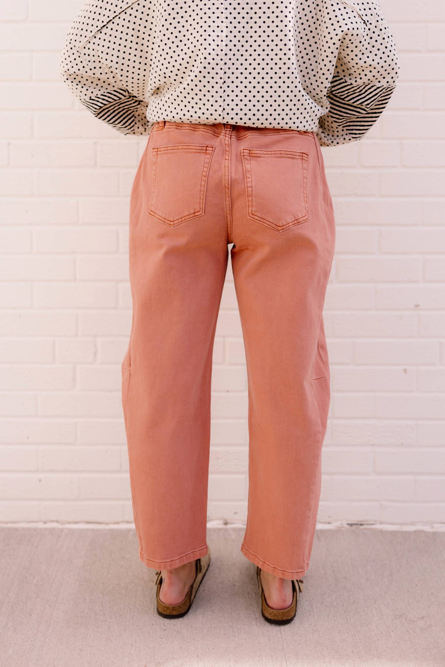 Thread & Supply Anees Mid Rise Pants in cedar wood - women's jeans - detail view